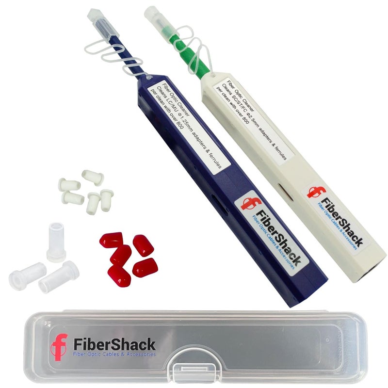Fibershack - LC Fiber Cleaner & SC Fiber Cleaner - 2 Pack with Protection Case - 1.25mm & 2.5mm Optical Cable Cleaning Pens for Ports & Cables - Image 1